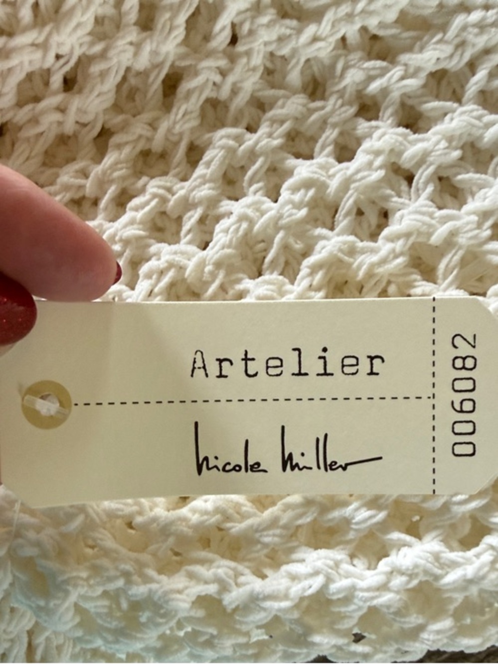 Women's Cream Open-Knit Hoodie Sweater Nicole Miller - Picture 6 of 6